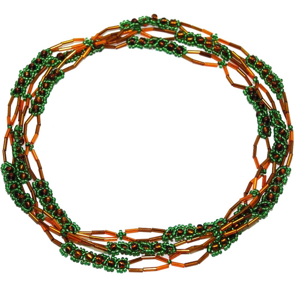 Green-Brown Mamaie Handcrafted Bead Necklace